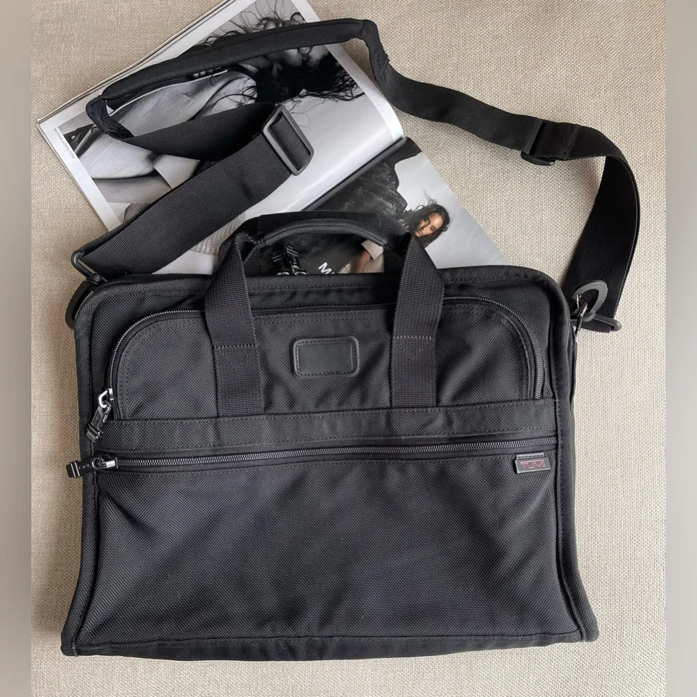 Tumi® Alpha 3 Portfolio Nylon Ballistic Messenger / Laptop Shoulder Bag In Black